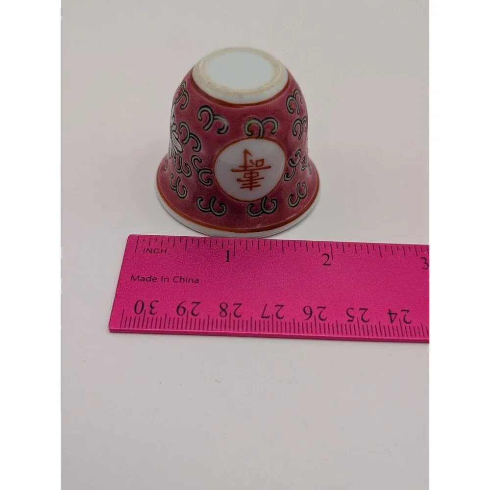 Feng Shui Porcelain Sake Red Mini Wine Cup Small Tea Japanese Longevity 1